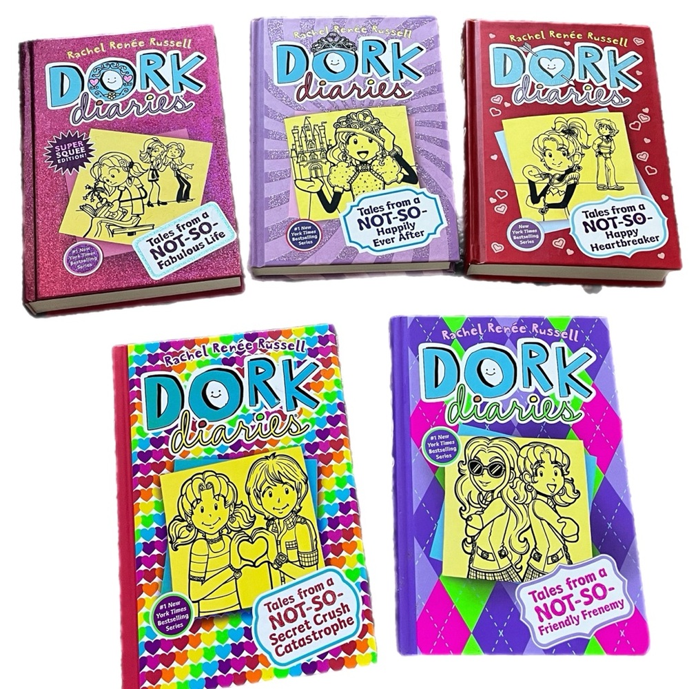 Dork Diaries 5 pc count book set for new readers book 1,6,8,11, and 12